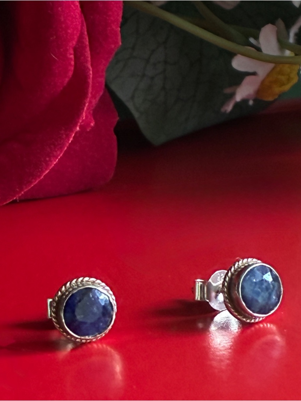 925 Silver Earrings,Sterling Silver Blue Gemstone Stud Earrings - Unbranded - Picture 6 of 6